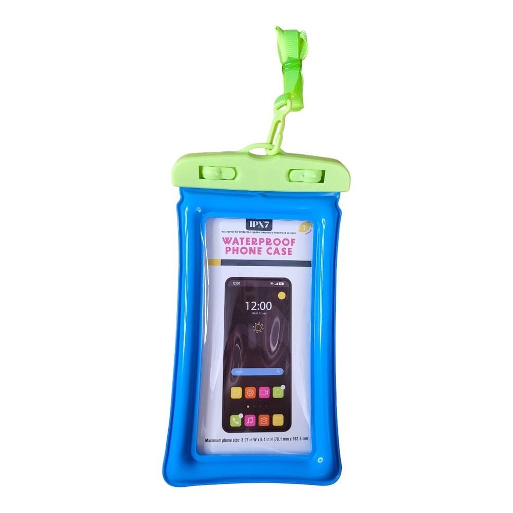 NEW IPX7 Universal Waterproof Locking Phone Case in Blue/Green